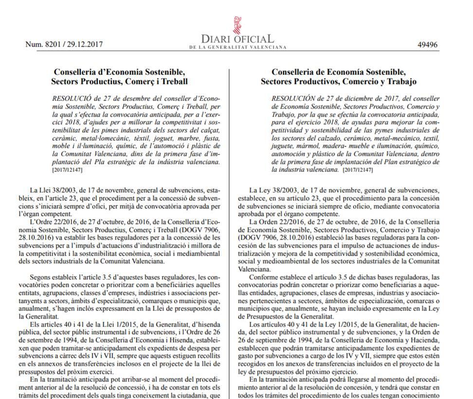 Ayudas de la Generalitat Valenciana para mejorar la competitividad y ...